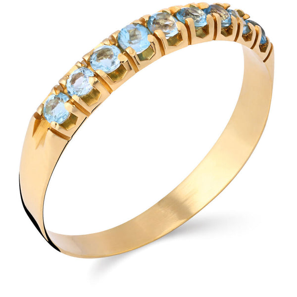 Meia Aliança em Ouro Amarelo 18k com Topazios Sky Blue