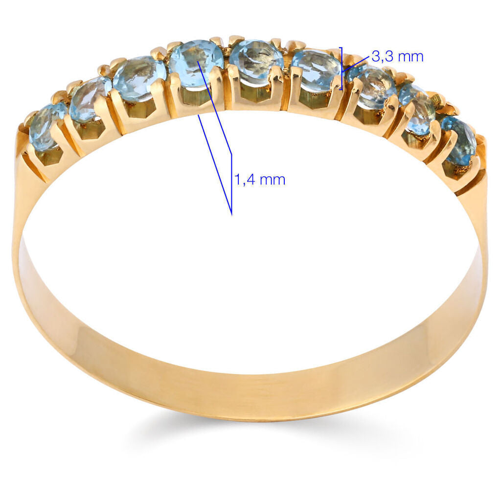 Meia Aliança em Ouro Amarelo 18k com Topazios Sky Blue