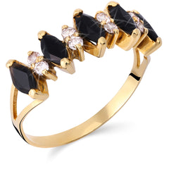 Meia Aliança em Ouro Amarelo 18 k com Onix e Zirconias