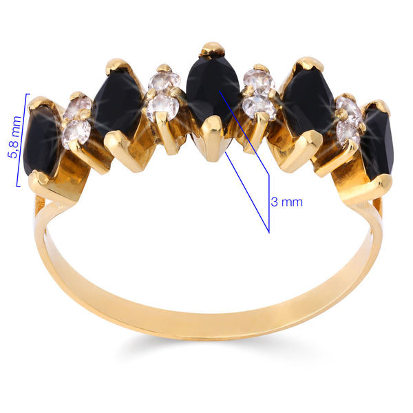 Meia Aliança em Ouro Amarelo 18 k com Onix e Zirconias