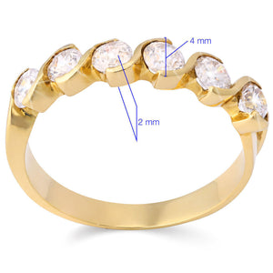 Meia Aliança em  Ouro Amarelo de Zircônia