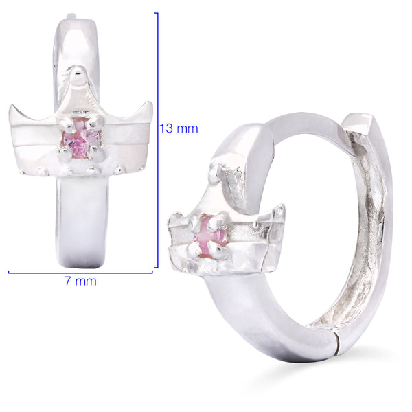 Par de Brinco Argola em Prata 925 Coroa com Safiras