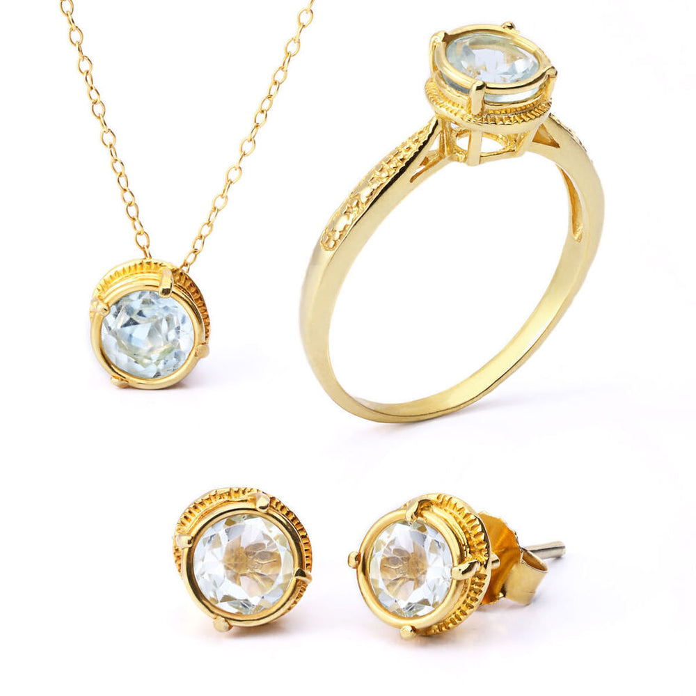 Conjunto em Prata 925 com Topázio Azul