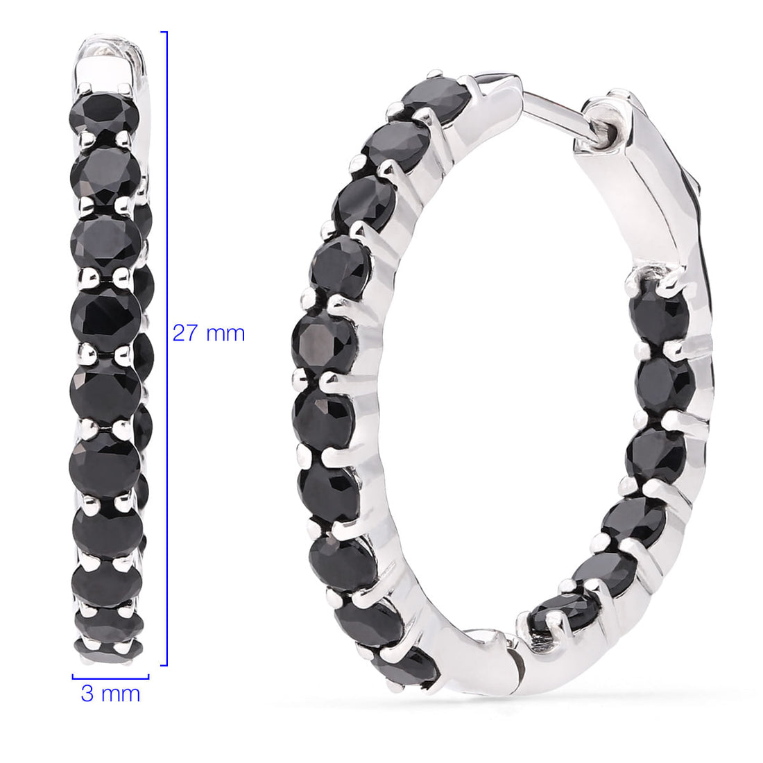 Argola em Prata 925 com Black Spinel