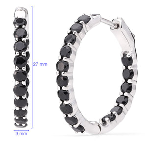 Argola em Prata 925 com Black Spinel