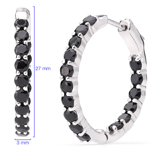 Argola em Prata 925 com Black Spinel