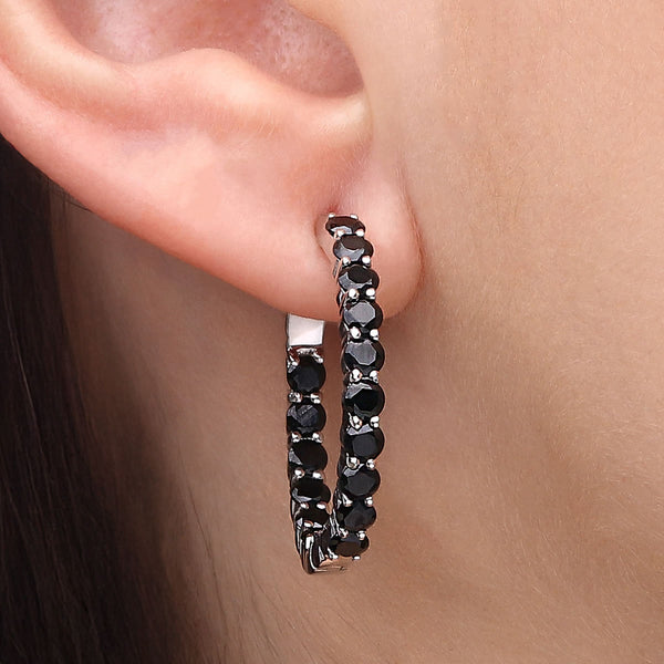 Argola em Prata 925 com Black Spinel