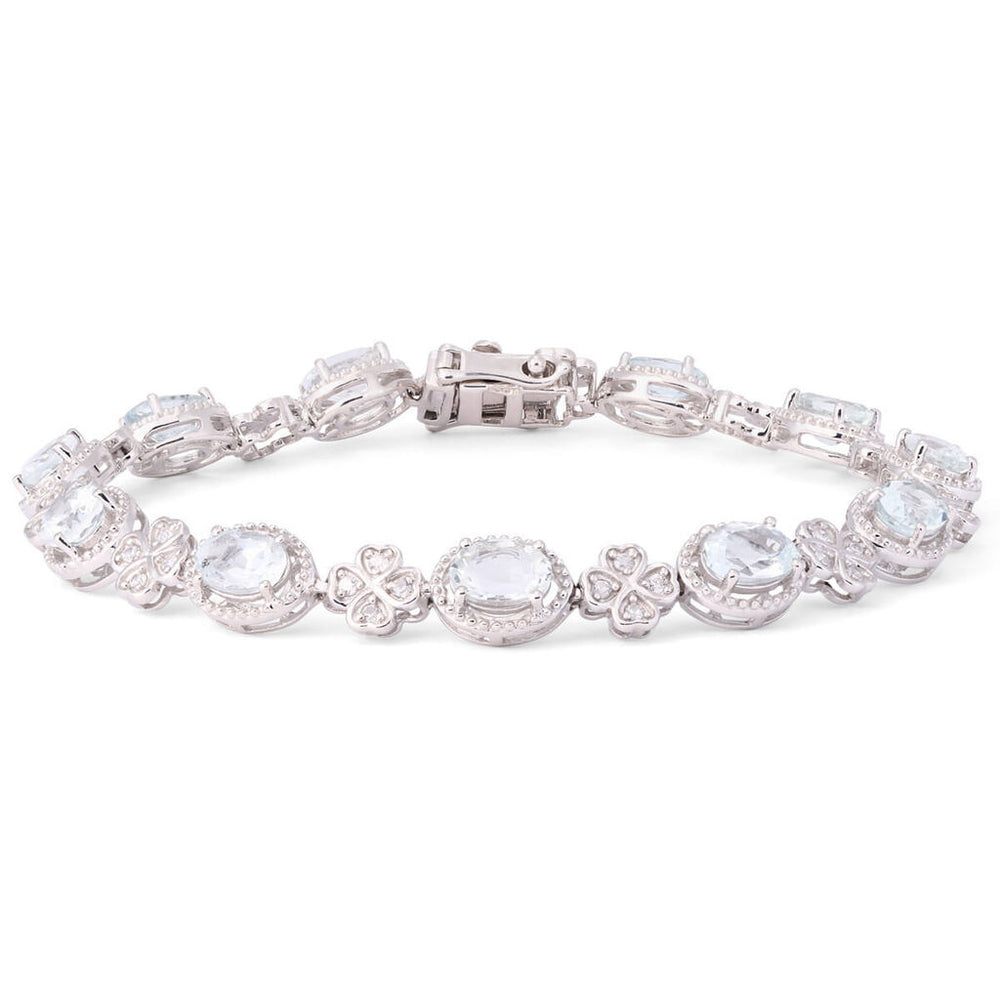 Pulseira em Prata 925 com Aguas Marinhas e Zirconias