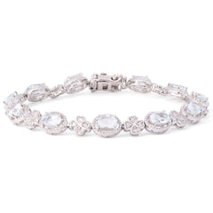 Pulseira em Prata 925 com Aguas Marinhas e Zirconias