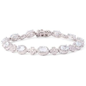 Pulseira em Prata 925 com Aguas Marinhas e Zirconias