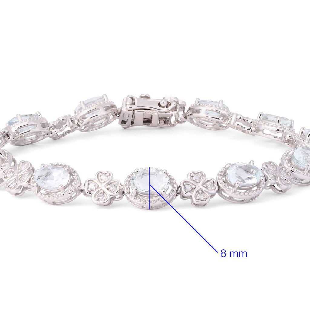 Pulseira em Prata 925 com Aguas Marinhas e Zirconias