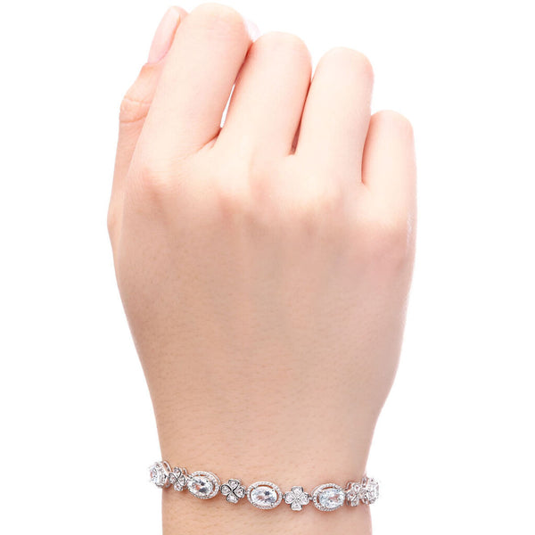 Pulseira em Prata 925 com Aguas Marinhas e Zirconias