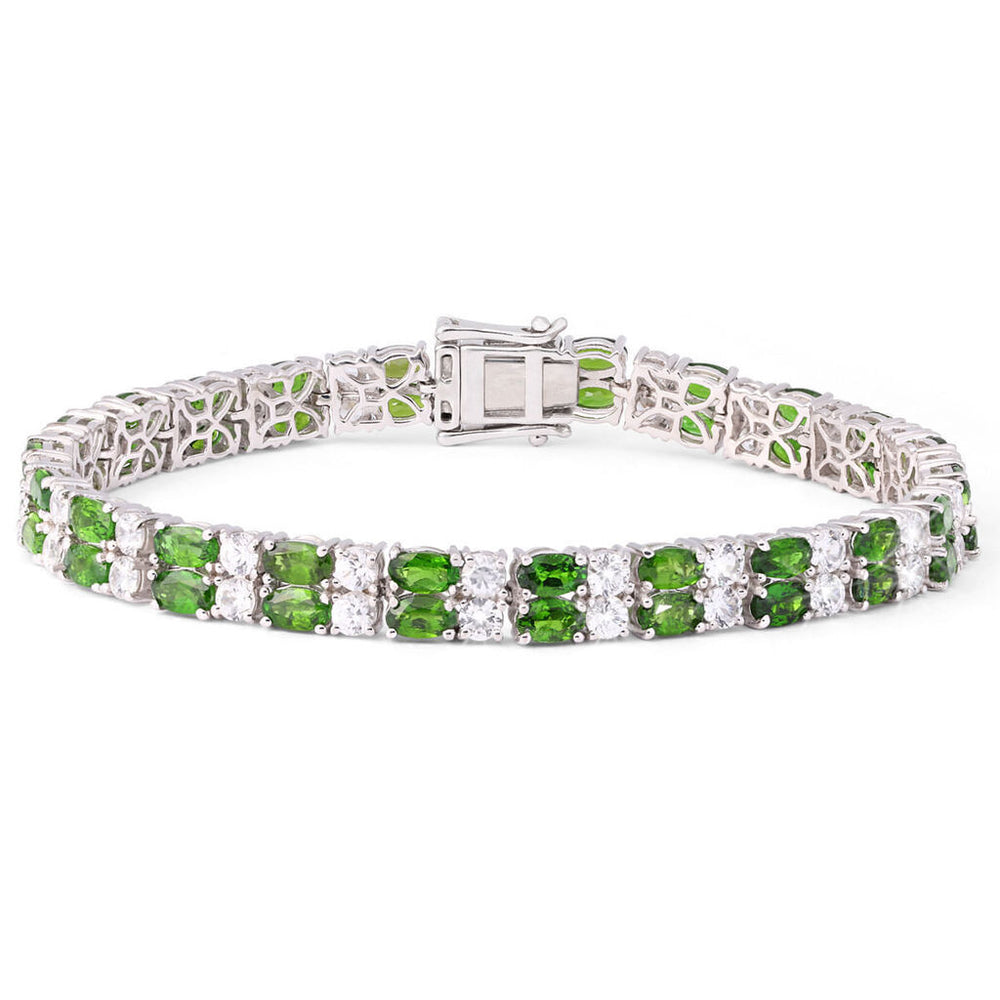 Pulseira em Prata 925 com Chromediopsides e Zircônias