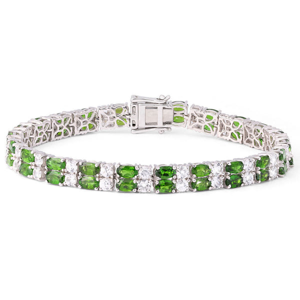 Pulseira em Prata 925 com Chromediopsides e Zircônias
