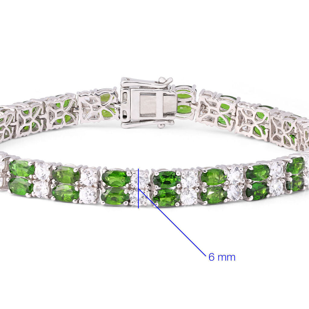 Pulseira em Prata 925 com Chromediopsides e Zircônias