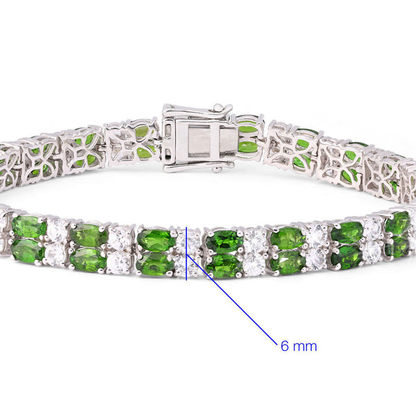 Pulseira em Prata 925 com Chromediopsides e Zircônias