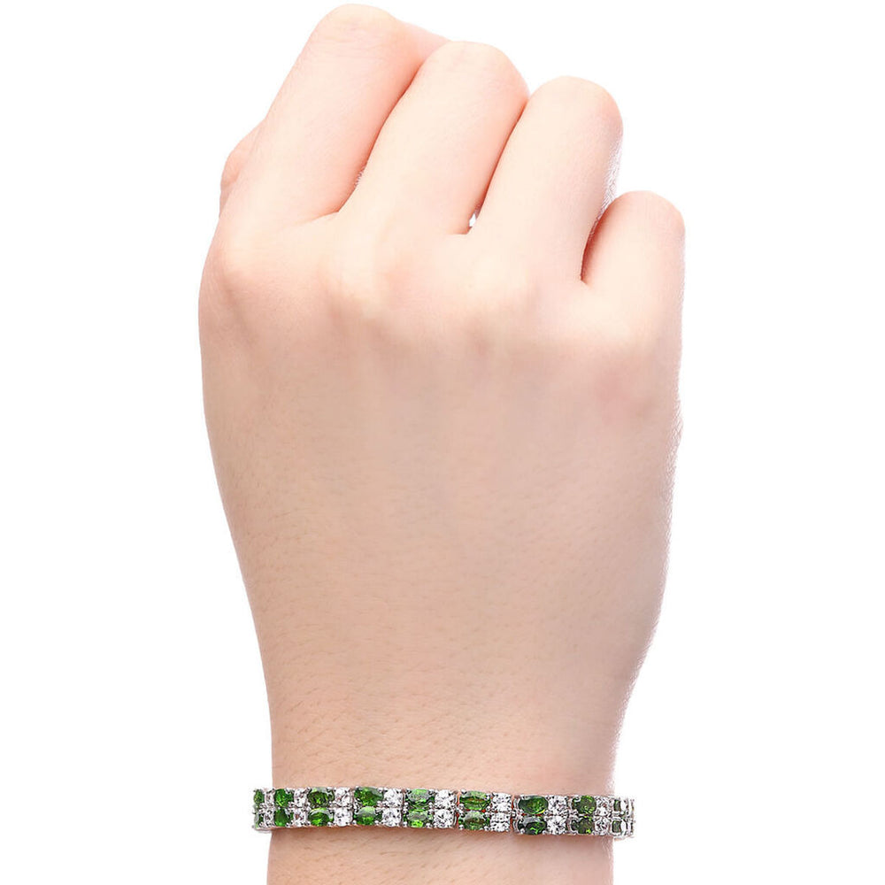 Pulseira em Prata 925 com Chromediopsides e Zircônias