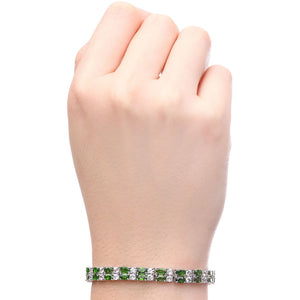Pulseira em Prata 925 com Chromediopsides e Zircônias