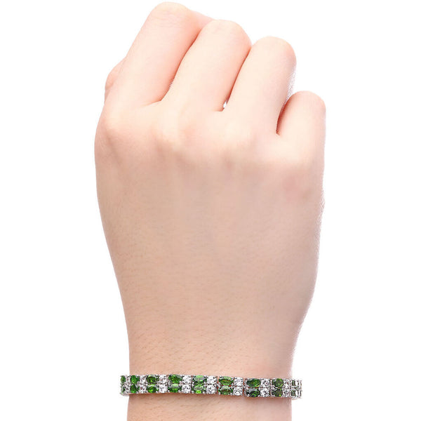 Pulseira em Prata 925 com Chromediopsides e Zircônias