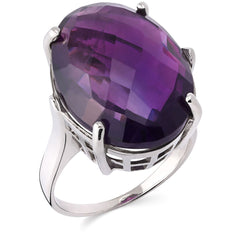 Anel em Prata 925 com Ametista Oval