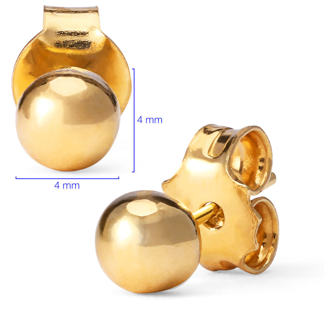 Par de Brinco Infantil em Ouro Amarelo 18 k Esferinha 4 mm