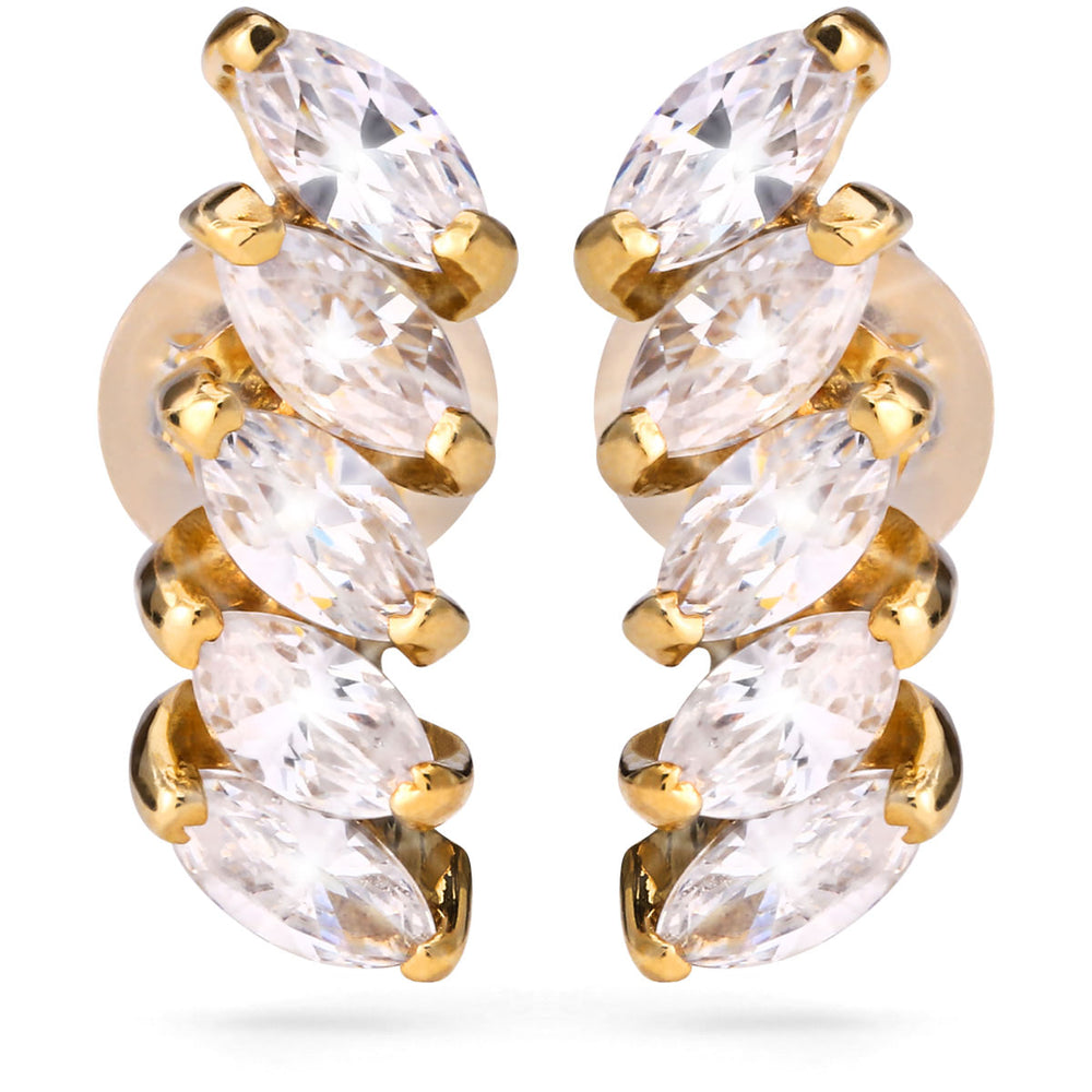 Par de Brinco Infantil em Ouro Amarelo 18 k com Zircônias