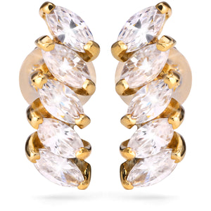 Par de Brinco Infantil em Ouro Amarelo 18 k com Zircônias