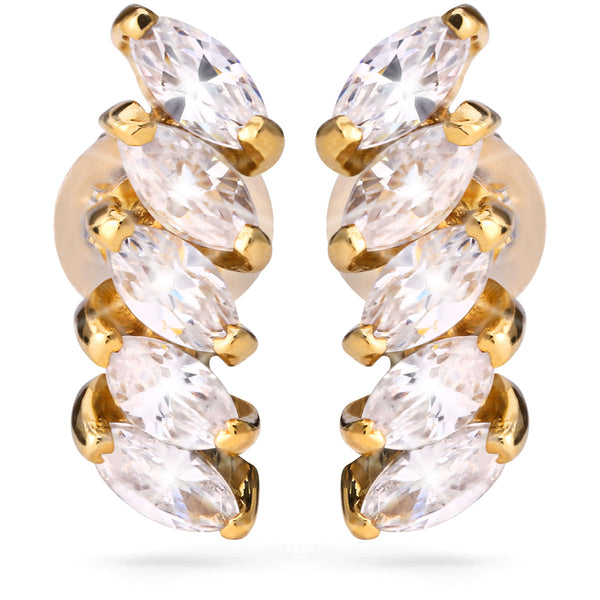 Par de Brinco Infantil em Ouro Amarelo 18 k com Zircônias