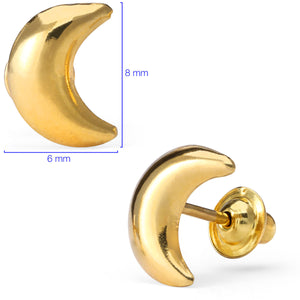 Par de Brinco Infantil em Ouro Amarelo 18 k Modelo Lua