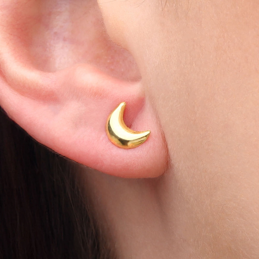 Par de Brinco Infantil em Ouro Amarelo 18 k Modelo Lua