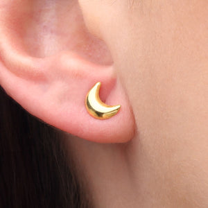 Par de Brinco Infantil em Ouro Amarelo 18 k Modelo Lua