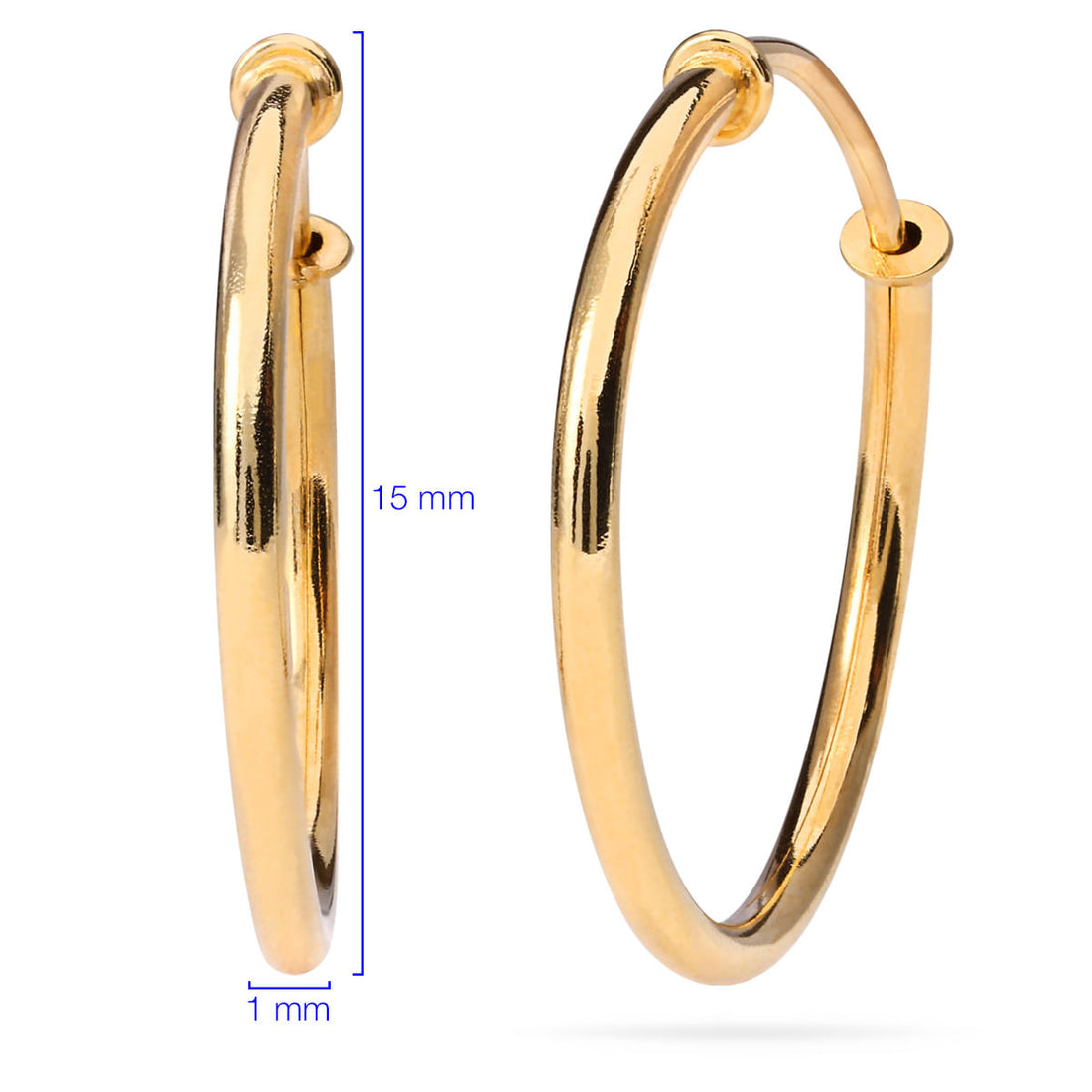 Par de Brinco Infantil em Ouro Amarelo 18 k Argolinha 1,5 cm