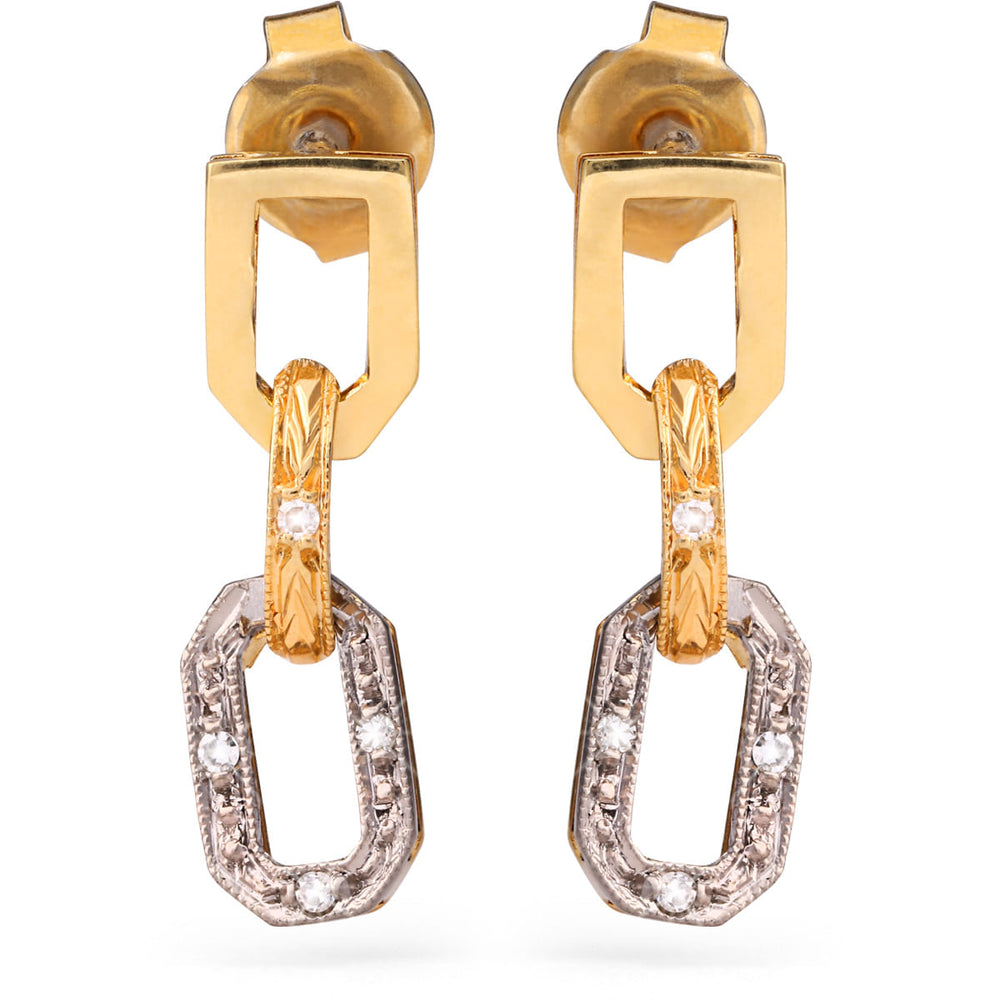 Par de Brinco Infantil em Ouro Amarelo 18 k Elos com Diamantes