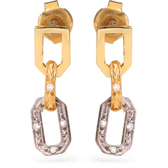 Par de Brinco Infantil em Ouro Amarelo 18 k Elos com Diamantes