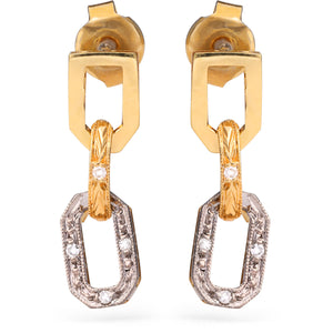 Par de Brinco Infantil em Ouro Amarelo 18 k Elos com Diamantes