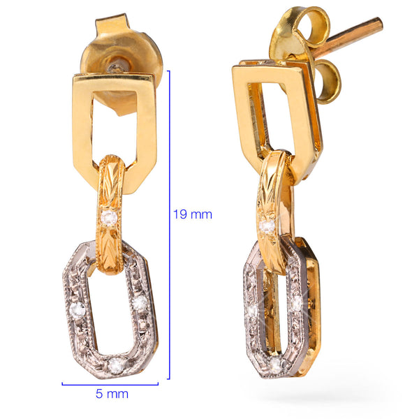 Par de Brinco Infantil em Ouro Amarelo 18 k Elos com Diamantes