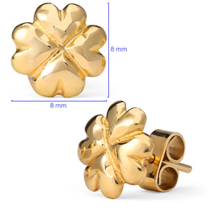 Par de Brinco em Ouro Amarelo Trevo Infantil