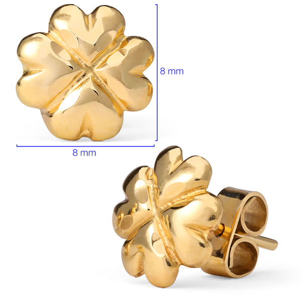 Par de Brinco em Ouro Amarelo Trevo Infantil