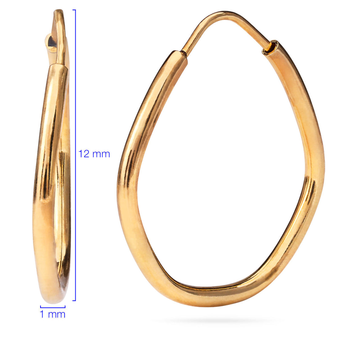 Par de Brinco argolinha de Ouro Amarelo Infantil Oval