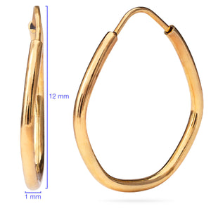 Par de Brinco argolinha de Ouro Amarelo Infantil Oval