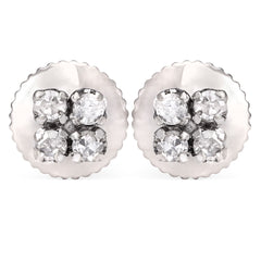 Par de Brinco Infantil em Ouro Branco 18 k com Diamantes Aprox. 8 pts