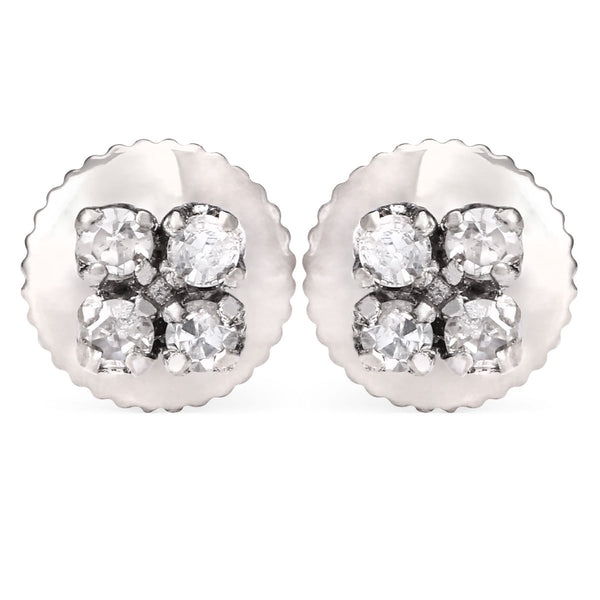 Par de Brinco Infantil em Ouro Branco 18 k com Diamantes Aprox. 8 pts