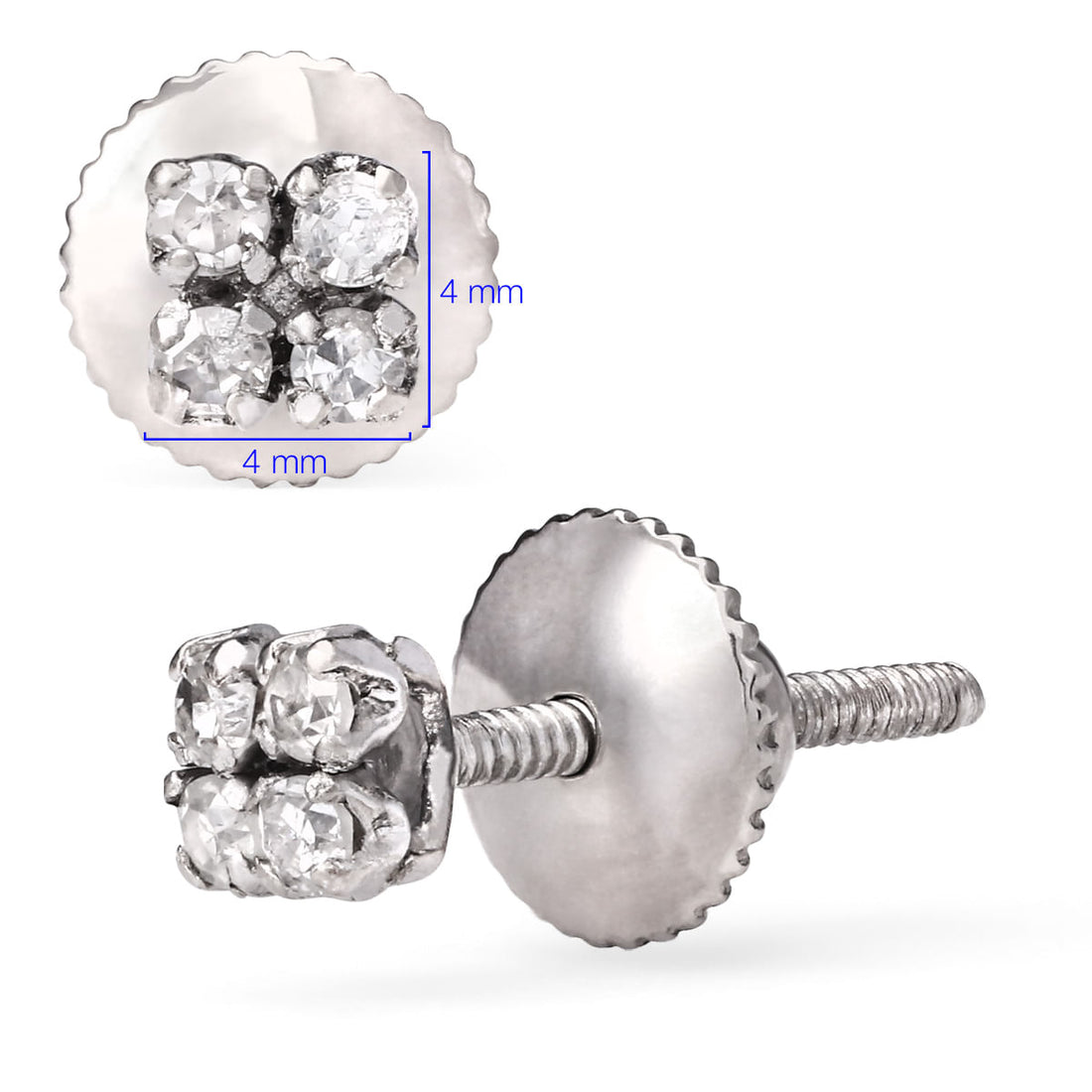 Par de Brinco Infantil em Ouro Branco 18 k com Diamantes Aprox. 8 pts