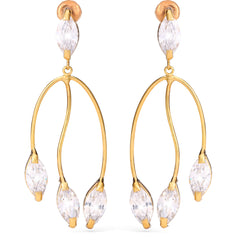 Par de Brinco em Ouro Amarelo 18k Chandelier com Zircônias