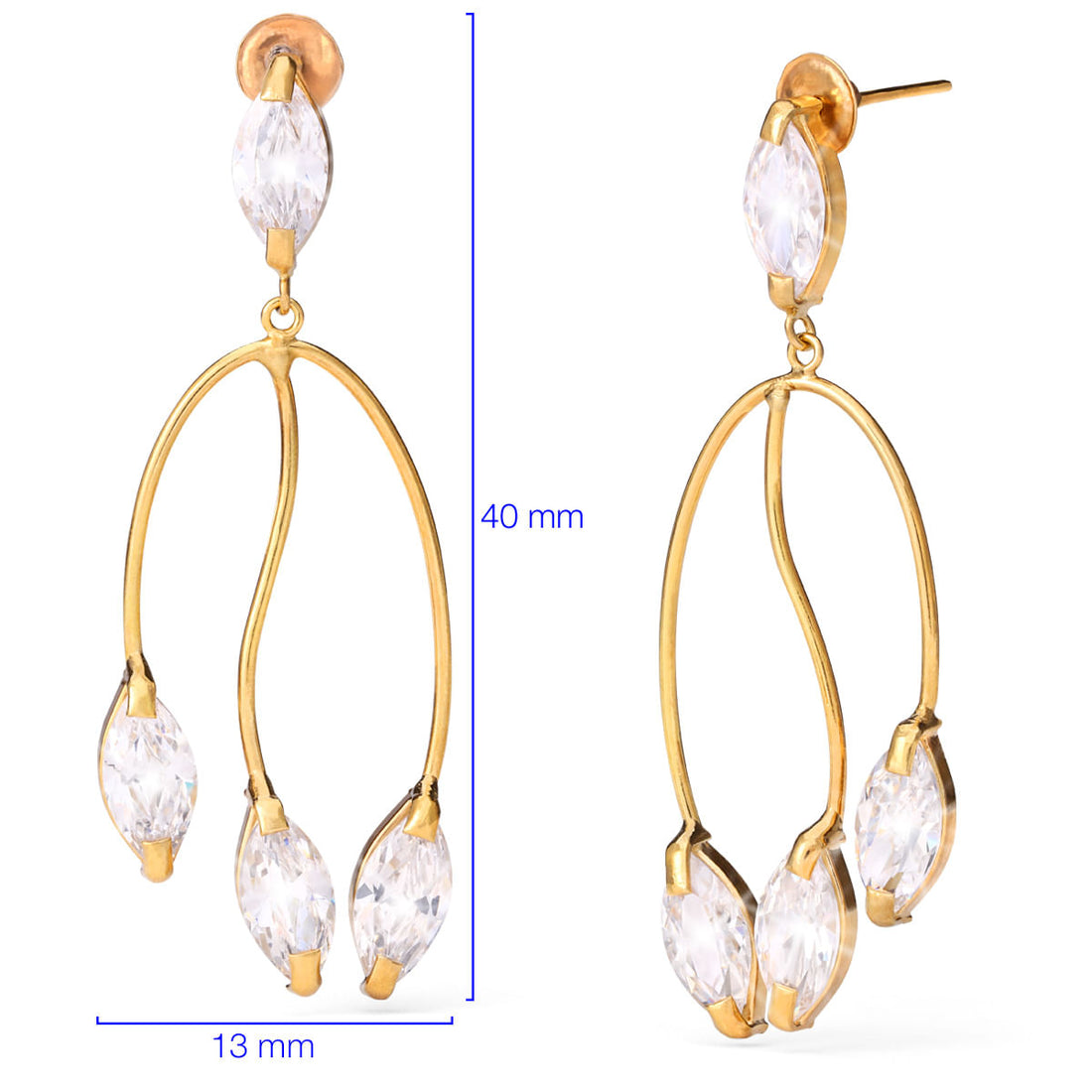 Par de Brinco em Ouro Amarelo 18k Chandelier com Zircônias