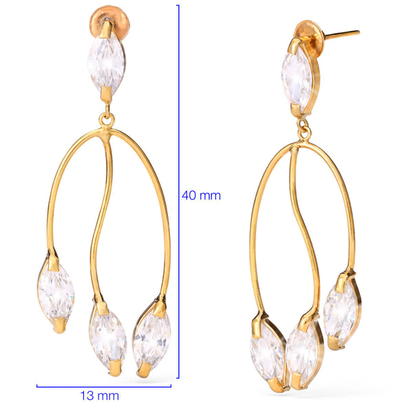 Par de Brinco em Ouro Amarelo 18k Chandelier com Zircônias