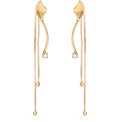 Par de Brinco em Ouro Amarelo Com Correntinhas  e Diamantes