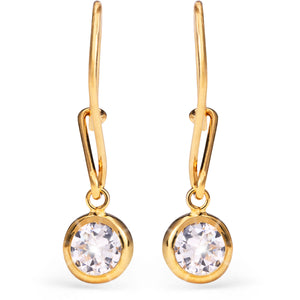 Par de Brinco Infantil em Ouro Amarelo 18 k com Zirconias