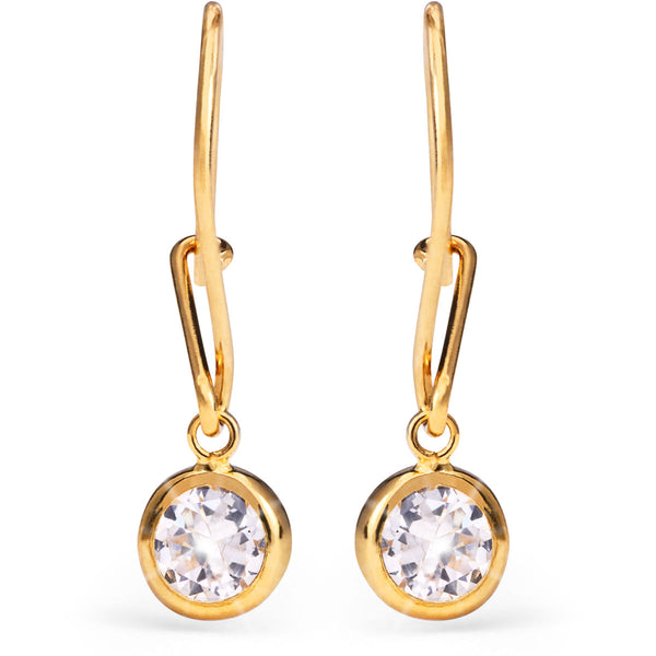 Par de Brinco Infantil em Ouro Amarelo 18 k com Zirconias