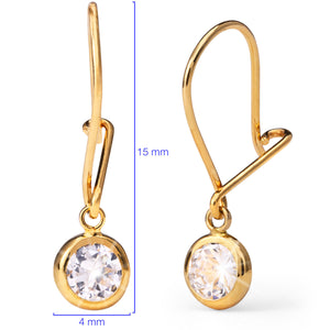 Par de Brinco Infantil em Ouro Amarelo 18 k com Zirconias